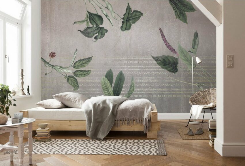 Komar Fototapete »Vliestapete Tropic Concrete«, glatt, bedruckt, geblümt, floral, realistisch, 400 x 280 cm-Tapeten-Ideen für dein Zuhause von Home Trends