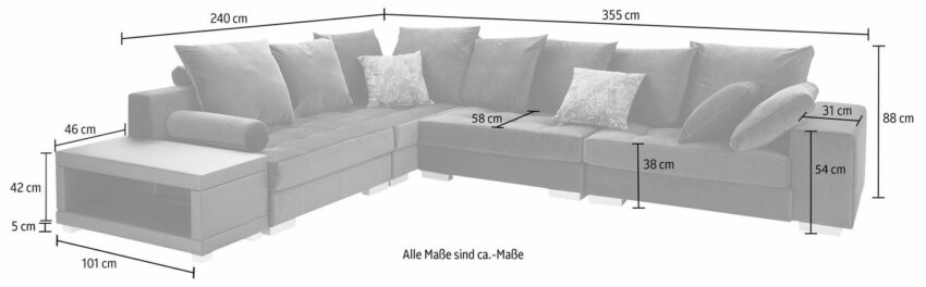 INOSIGN Ecksofa »Vale«, incl. Couchtisch, Steppung im Sitzbereich, Federkern-Sofas-Ideen für dein Zuhause von Home Trends