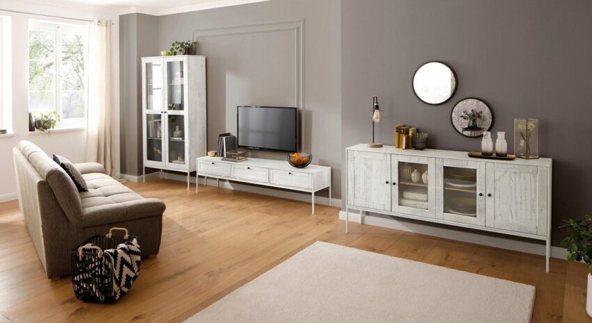 Home affaire Vitrine »Freya« aus schönem massivem Kiefernholz, mit quadratischen Rohrbeinen, Breite 91 cm-Schränke-Ideen für dein Zuhause von Home Trends
