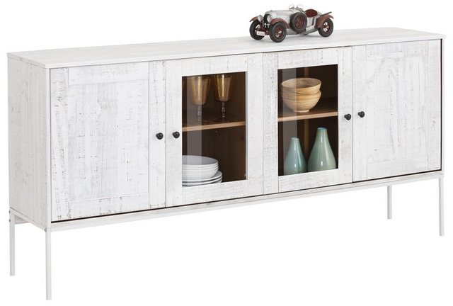 Home affaire Sideboard »Freya«, mit 2 Holztüren und 2 Glastüren, Metallgriffen, aus Massivholz, Breite 165 cm-Sideboards-Inspirationen