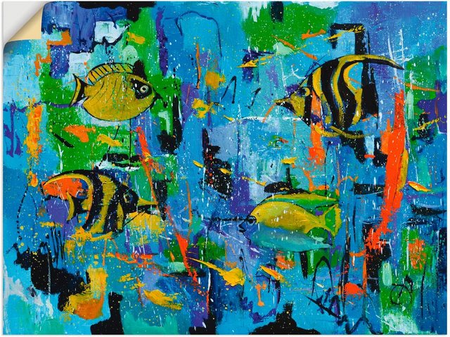 Artland Wandbild »Abstrakt Fische Blau«, Wassertiere (1 Stück), in vielen Größen & Produktarten - Alubild / Outdoorbild für den Außenbereich, Leinwandbild, Poster, Wandaufkleber / Wandtattoo auch für Badezimmer geeignet-Bilder-Inspirationen