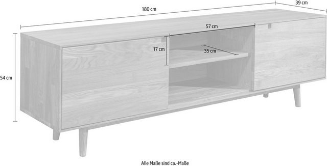 Home affaire Lowboard »Scandi«, aus massivem Eichenholz, mit sehr viel Stauraum, Breite 180 cm-Lowboards-Inspirationen