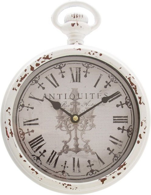 Home affaire Wanduhr (weiß, rund, Ø 22 cm, römische Ziffern, Shabby Optik, Taschenuhr Design, dekorativ in Küche & Wohnzimmer)-Uhren-Inspirationen