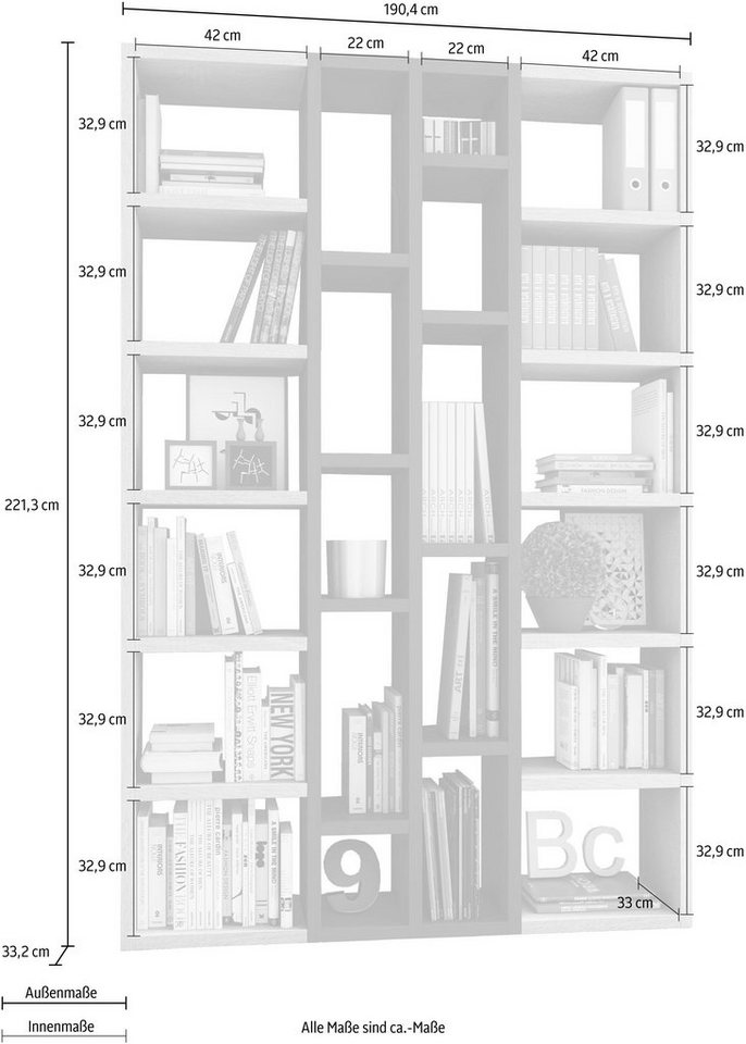 fif möbel Raumteilerregal »TOR391-3«, Breite 145 cm-Regale-Ideen für dein Zuhause von Home Trends