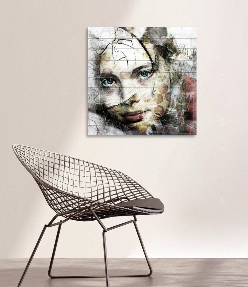 queence Holzbild »Junges Gesicht«, 40x40 cm-Bilder-Ideen für dein Zuhause von Home Trends