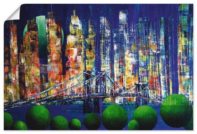 Artland Wandbild »New York Brooklyn Bridges«, Amerika (1 Stück), in vielen Größen & Produktarten - Alubild / Outdoorbild für den Außenbereich, Leinwandbild, Poster, Wandaufkleber / Wandtattoo auch für Badezimmer geeignet-Bilder-Inspirationen
