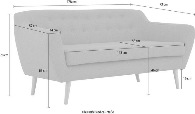 andas 3-Sitzer »Renne«, mit Heftung im Rücken im skandinavischem Stil-Sofas-Inspirationen