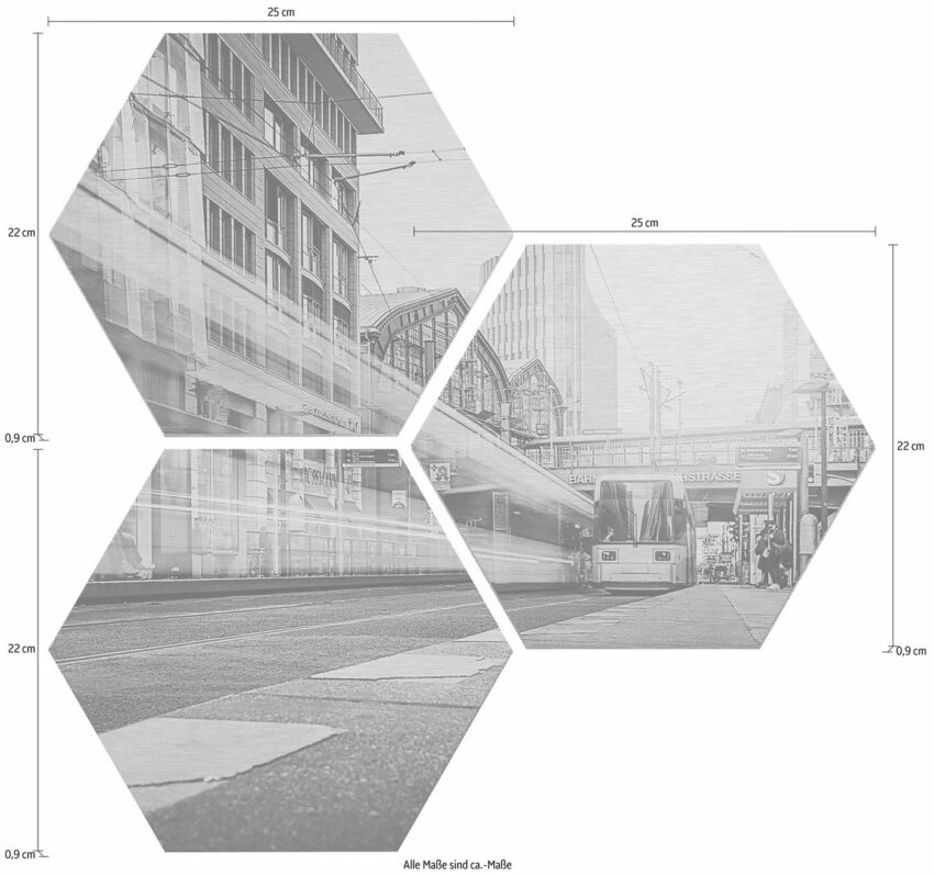 Wall-Art Alu-Dibond-Druck »Berlin Friedrichstrasse 02«, (Set)-Bilder-Ideen für dein Zuhause von Home Trends