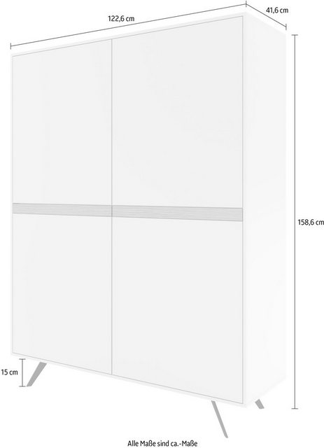 GWINNER Highboard »CALEA«, mit Akzentstreifen und vier Türen, Breite 122,6 cm-Highboards-Inspirationen