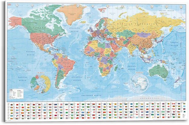 Reinders! Wandbild »Wandbild Weltkarte Landkarte - Kontinente - Flaggen«, Weltkarte (1 Stück)-Bilder-Inspirationen