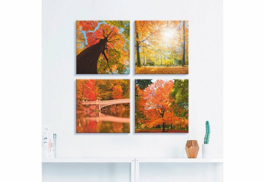 Artland Leinwandbild »Herbst Wald Panoramas«, Wald (4 Stück)-Bilder-Ideen für dein Zuhause von Home Trends