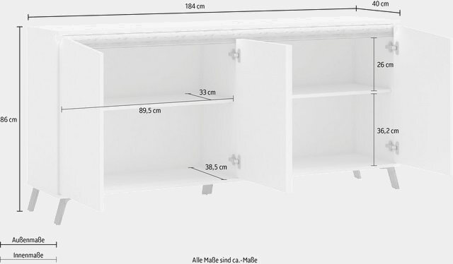 INOSIGN Sideboard »ALADINO«, Breite 184 cm, komplett Hochglanz, ohne Beleuchtung-Sideboards-Inspirationen