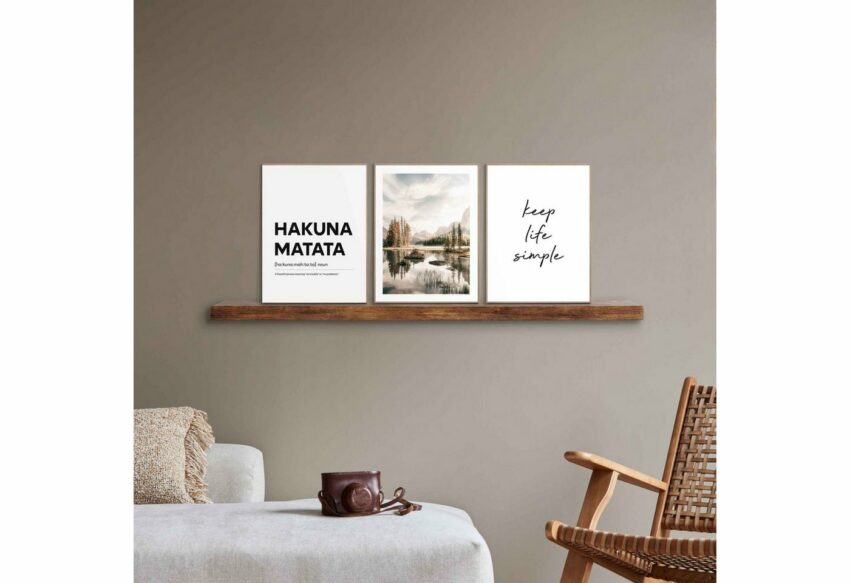 Reinders! Wandbild »Hakuna Matata Text - Bergen - Lebensmotto - Freiheit - Glück«, (3 Stück)-Bilder-Ideen für dein Zuhause von Home Trends