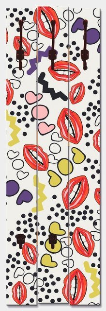 Artland Garderobenpaneel »Mund mit Pop-Art«, platzsparende Wandgarderobe aus Holz mit 5 Haken, geeignet für kleinen, schmalen Flur, Flurgarderobe-Garderoben-Inspirationen