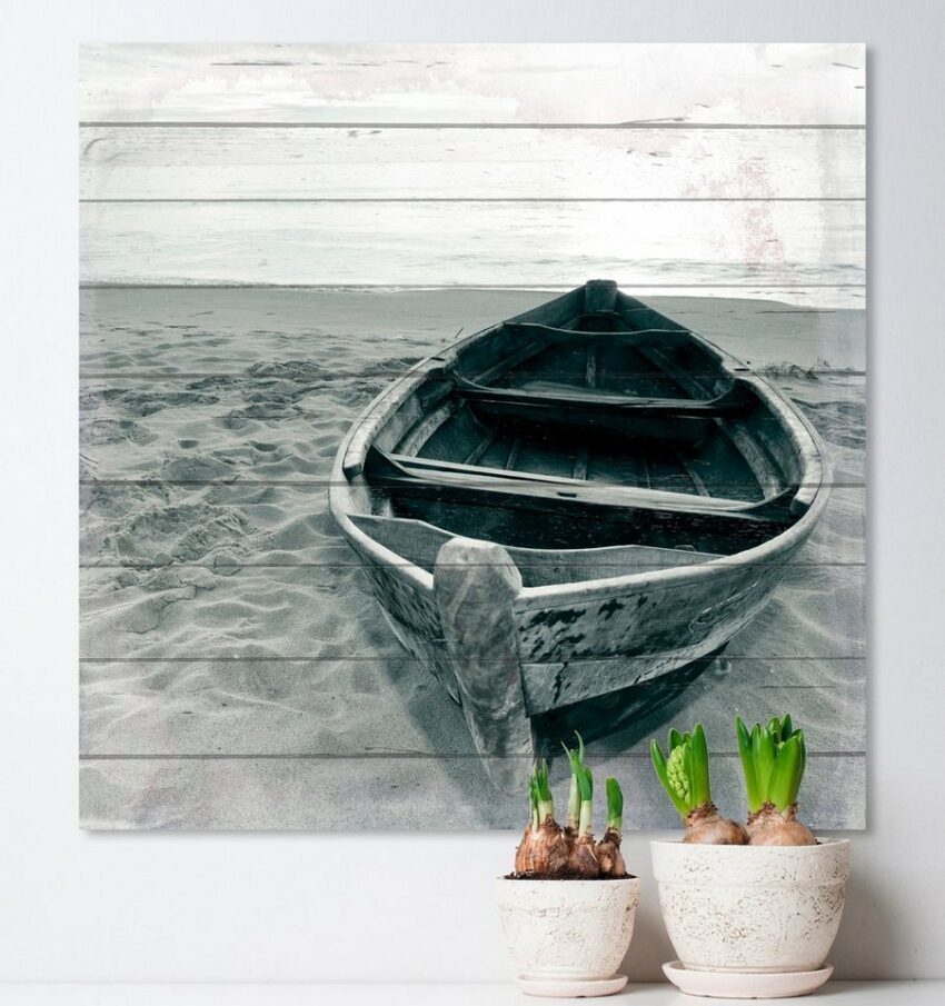 queence Holzbild »Einsames Boot«, 40x40 cm-Bilder-Ideen für dein Zuhause von Home Trends