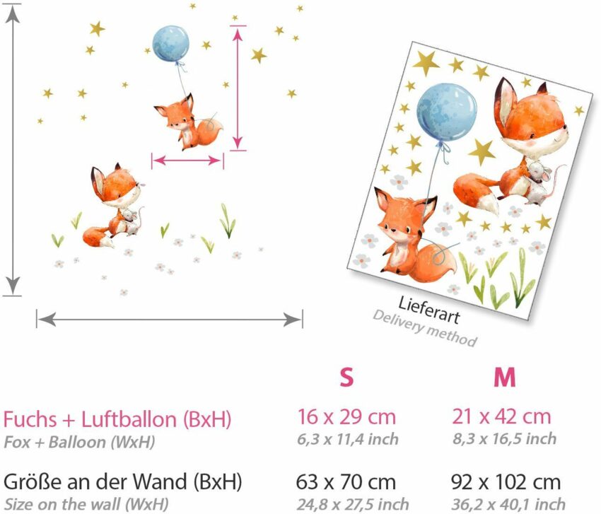 little DECO Wandtattoo »Little Deco Wandtattoo 2 Füchse mit Luftballon«-Wandtattoos-Ideen für dein Zuhause von Home Trends