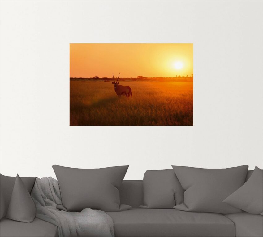 Artland Wandbild »Oryxantilope im Sonnenaufgang«, Wildtiere (1 Stück), in vielen Größen & Produktarten - Alubild / Outdoorbild für den Außenbereich, Leinwandbild, Poster, Wandaufkleber / Wandtattoo auch für Badezimmer geeignet-Bilder-Ideen für dein Zuhause von Home Trends