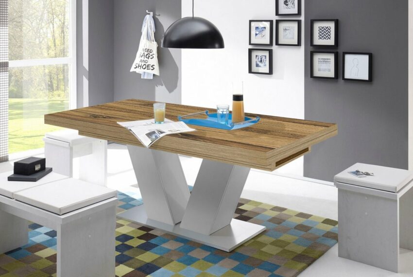 Mäusbacher Esstisch »Komfort D«, mit V-Gestell in weiß und mit Auszugsfunktion, Breite 160-260 cm-Tische-Ideen für dein Zuhause von Home Trends