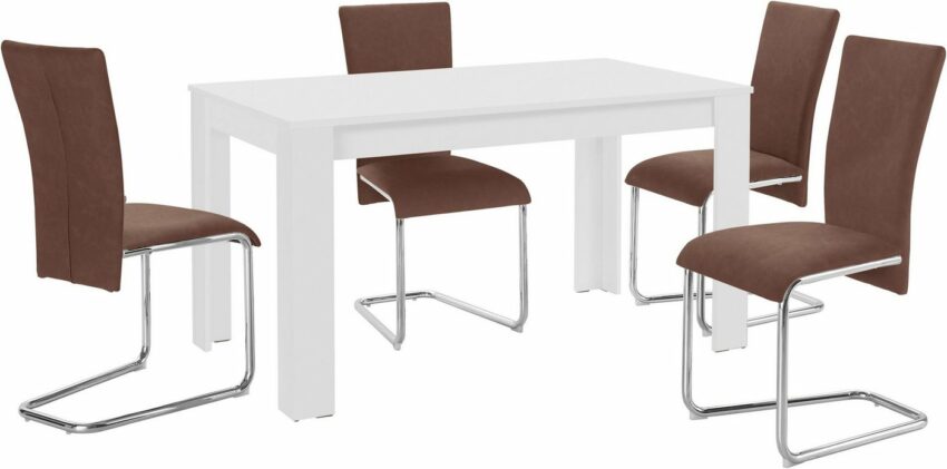 Homexperts Essgruppe »Nick3-Mulan«, (Set, 5-tlg), mit 4 Stühlen, Tisch in weiß, Breite 140 cm-Essgruppen-Ideen für dein Zuhause von Home Trends