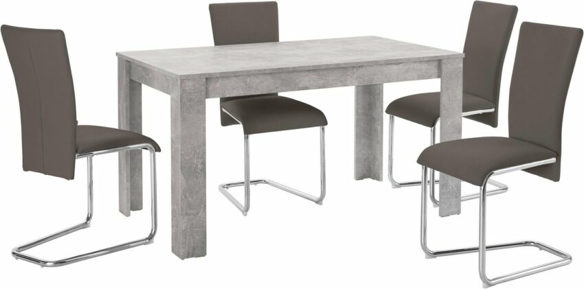 Homexperts Essgruppe »Nick3-Mulan«, (Set, 5-tlg), mit 4 Stühlen, Tisch in Beton-Optik, Breite 140 cm-Essgruppen-Ideen für dein Zuhause von Home Trends