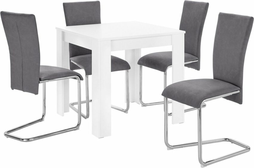 Homexperts Essgruppe »Nick1-Mulan«, (Set, 5-tlg), mit 4 Stühlen, Tisch in weiß, Breite 80 cm-Essgruppen-Ideen für dein Zuhause von Home Trends