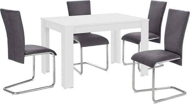 Homexperts Essgruppe »Nick2-Mulan«, (Set, 5-tlg), mit 4 Stühlen, Tisch in weiß, Breite 120 cm-Essgruppen-Inspirationen