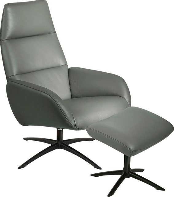 KEBE Relaxsessel »Ergo«, mit Fußhocker, mit schwarz lackierten Drehfuß Sub4 in Leder und Struktur fein-Sessel-Inspirationen