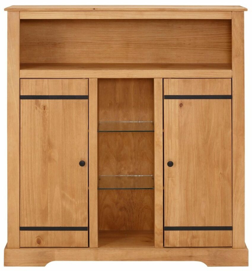Home affaire Highboard »Loki«, aus massivem Kiefernholz, mit zwei verstellbaren Glasböden, Breite 120 cm-Highboards-Ideen für dein Zuhause von Home Trends