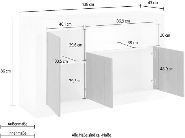LC Sideboard »Urbino«, Breite 138 cm-Sideboards-Inspirationen