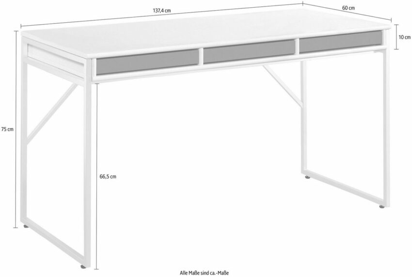 Hammel Furniture Schreibtisch »Mistral«, mit weißem Metallgestell und drei Schubladen, Breite: 137,4 cm, Dänische Handwerkskunst-Tische-Ideen für dein Zuhause von Home Trends