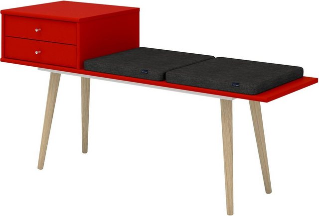 Hammel Furniture Sitzbank »Mistral«, mit zwei Schubladen und zwei Sitzkissen, Holzbeine in Eiche, Breite: 133 cm, Dänische Handwerkskunst-Sitzbänke-Inspirationen