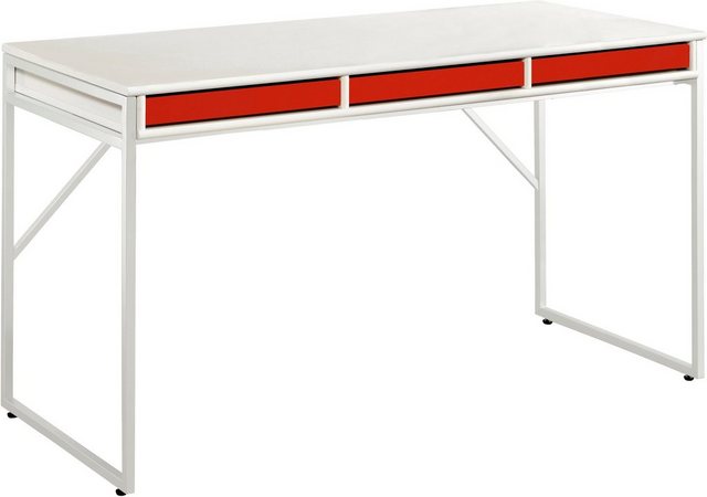 Hammel Furniture Schreibtisch »Mistral«, mit weißem Metallgestell und drei Schubladen, Breite: 137,4 cm, Dänische Handwerkskunst-Tische-Inspirationen