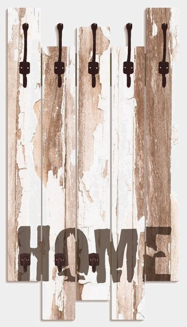 Artland Garderobenpaneel »Home«, platzsparende Wandgarderobe aus Holz mit 5 Haken, geeignet für kleinen, schmalen Flur, Flurgarderobe-Garderoben-Inspirationen