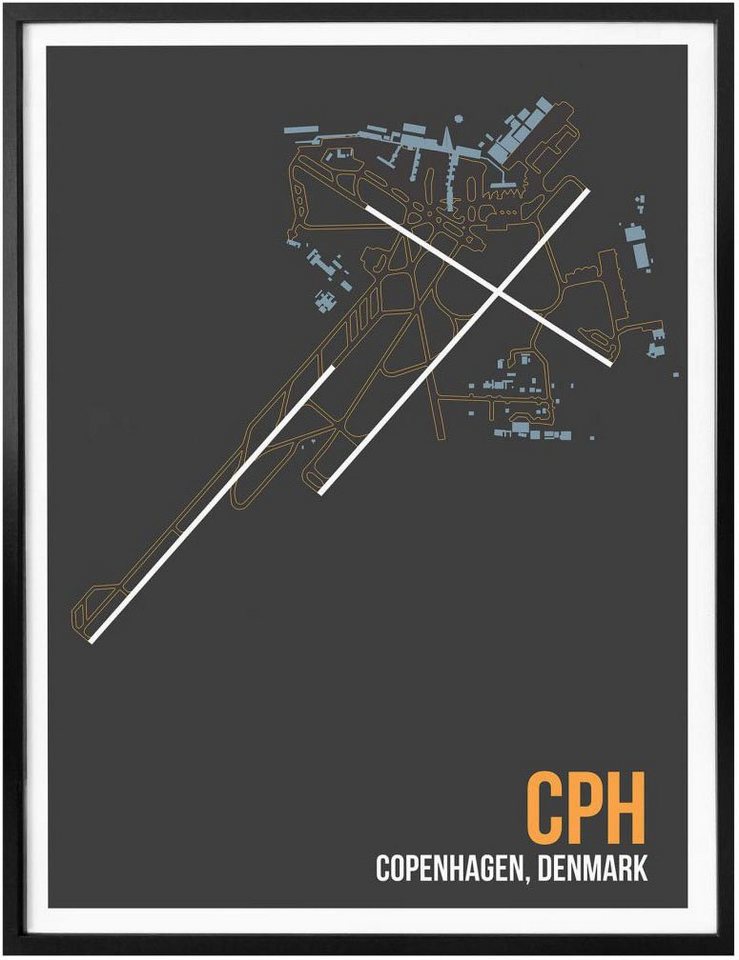 Wall-Art Poster »Wandbild CPH Grundriss Kopenhagen«, Grundriss (1 Stück), Poster, Wandbild, Bild, Wandposter-Bilder-Ideen für dein Zuhause von Home Trends