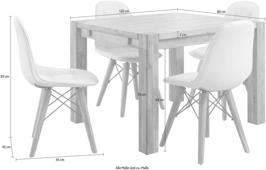 Home affaire Essgruppe »Tim«, (Set, 5-tlg), bestehend aus 4 Stühlen und einem Esstisch, Esstischgröße 120 cm-Essgruppen-Ideen für dein Zuhause von Home Trends