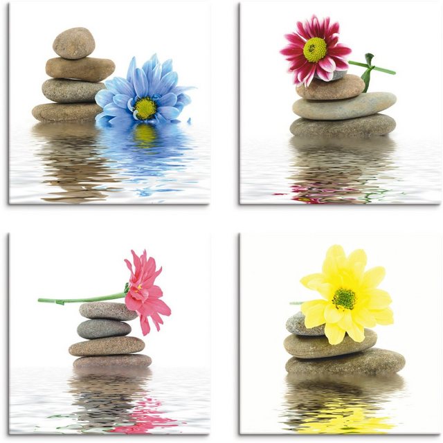 Artland Leinwandbild »Zen Therapie-Steine mit Blumen«, Zen (4 Stück)-Bilder-Inspirationen