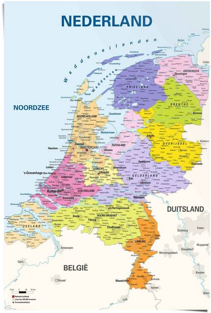 Reinders! Poster »Poster Schulkarte Niederlande Niederländisch - Niederländischer Text«, Landkarten (1 Stück)-Bilder-Inspirationen