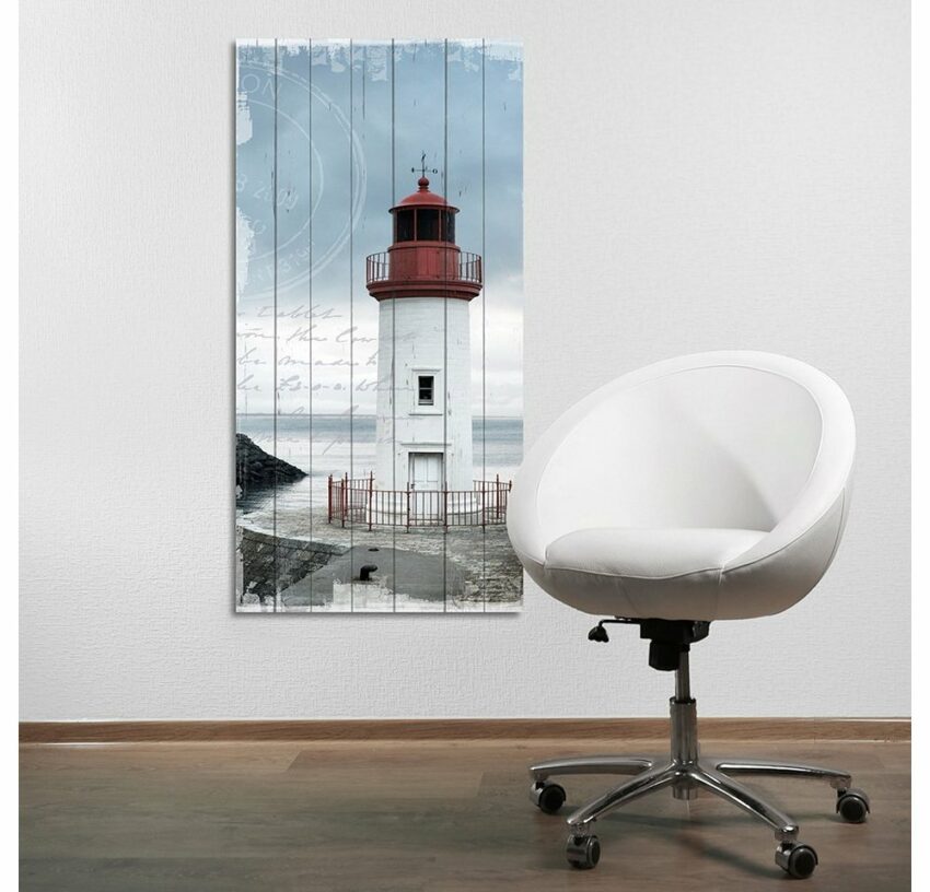 queence Holzbild »Einsamer Leuchtturm«, 80x40 cm-Bilder-Ideen für dein Zuhause von Home Trends
