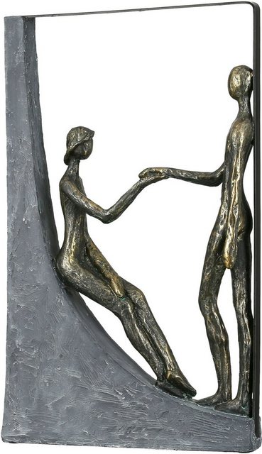 Casablanca by Gilde Dekofigur »Skulptur Holding Hands, bronzefarben/grau« (1 Stück), Dekoobjekt, Höhe 37 cm, Pärchen, mit Spruchanhänger, Wohnzimmer-Figuren-Inspirationen