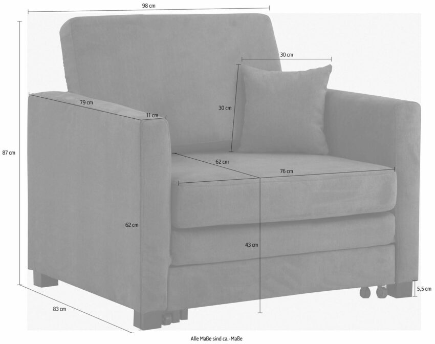 Home affaire Sessel »Mexico«, mit ausziehbarer Schlaffunktion, B/T/H: 98/83/87 cm-Sessel-Ideen für dein Zuhause von Home Trends