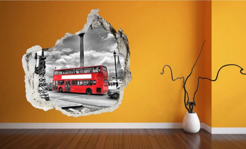 Conni Oberkircher´s Wandsticker »3 D Sticker Beton Red Bus - roter Bus«, Stadt, London, England, Doppeldecker-Wandtattoos-Ideen für dein Zuhause von Home Trends