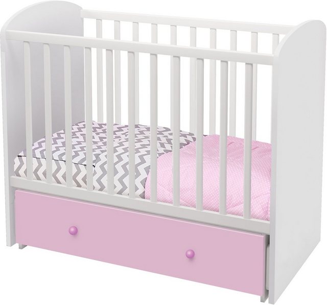 Polini kids Babybett »Sky 745, Weiß-Rosa«, mit Bettschubkasten und Schaukelfunktion-Betten-Inspirationen