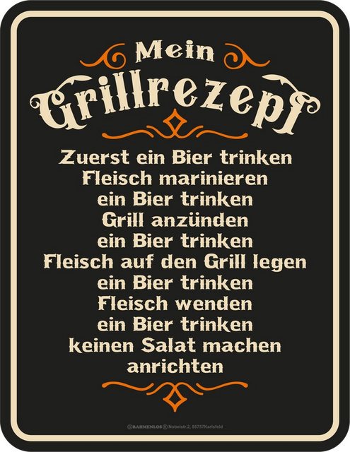 Rahmenlos Blechschild für den BBQ Grill-Fan-Bilder-Inspirationen