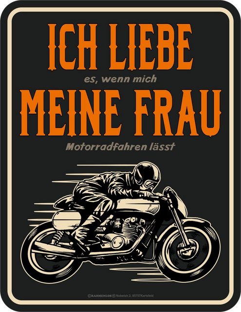 Rahmenlos Blechschild mit lustigem Motorrad-Print-Bilder-Inspirationen