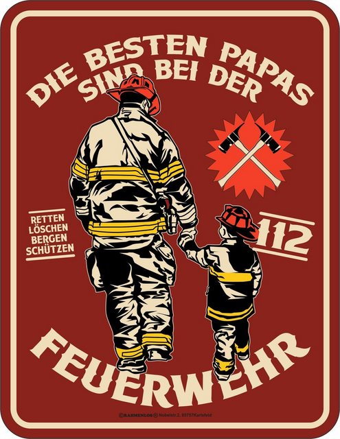Rahmenlos Blechschild für den Feuerwehr-Papa-Bilder-Inspirationen