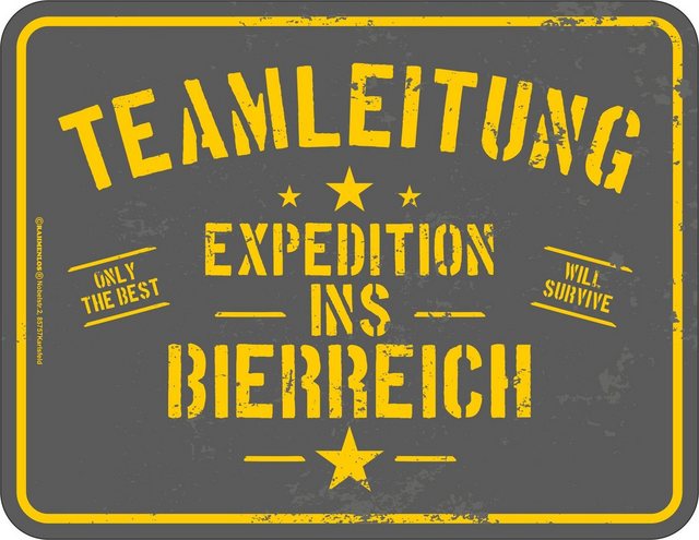 Rahmenlos Blechschild mit lustigem Front-Print »Expedition ins Bierreich«-Bilder-Inspirationen