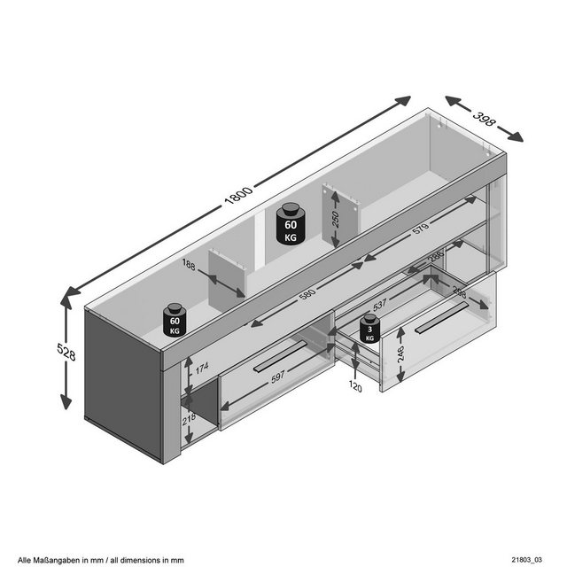 FMD Lowboard »VIBIO 2«, Breite 180 cm-Lowboards-Inspirationen