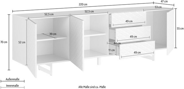 DIVENTA Sideboard »KORFU«, Breite 220 cm-Sideboards-Inspirationen