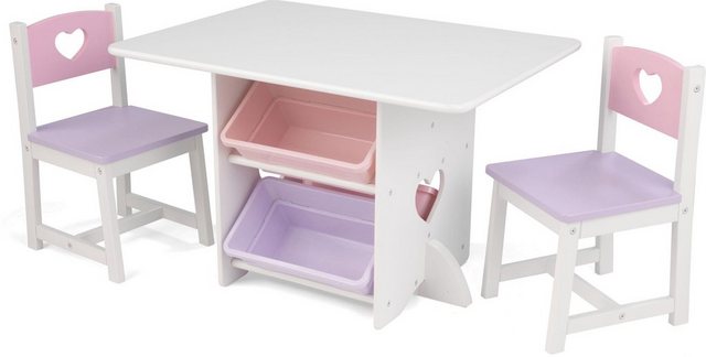 KidKraft® Kindersitzgruppe »Tisch mit Aufbewahrungsboxen und 2 Stühlen Herzchen«, (3-tlg)-Sitzgarnituren-Inspirationen