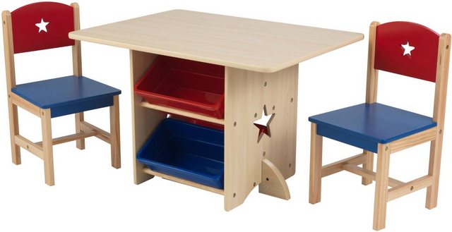 KidKraft® Kindersitzgruppe »Tisch mit Aufbewahrungsboxen und 2 Stühlen, Sternchen«, (3-tlg)-Sitzgarnituren-Inspirationen